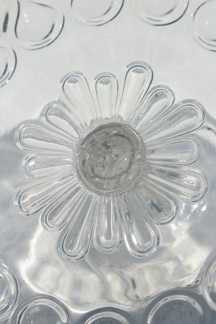 photo of antique pressed glass cake stand pedestal plate, 1890s vintage EAPG ribbon candy pattern #6