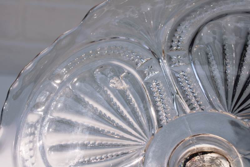 photo of antique pressed glass cake stand, shell or palms pattern EAPG vintage pedestal plate #4
