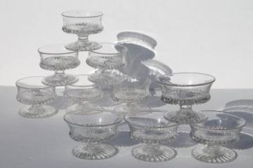 catalog photo of antique pressed glass dessert dishes, jersey swirl pattern footed sherbet glasses