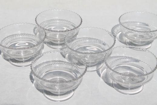 photo of antique pressed glass ice cream dishes, zigzag sawtooth pattern dessert bowls set of 6 #6