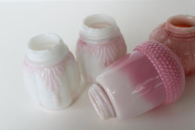 photo of antique pressed glass shakers collection, pink & white milk glass EAPG patterns #2