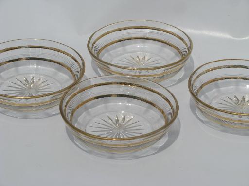 photo of antique pressed pattern glass berry bowls set, gold wedding band EAPG #4