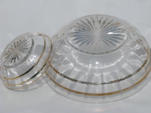 photo of antique pressed pattern glass berry bowls set, gold wedding band EAPG #5