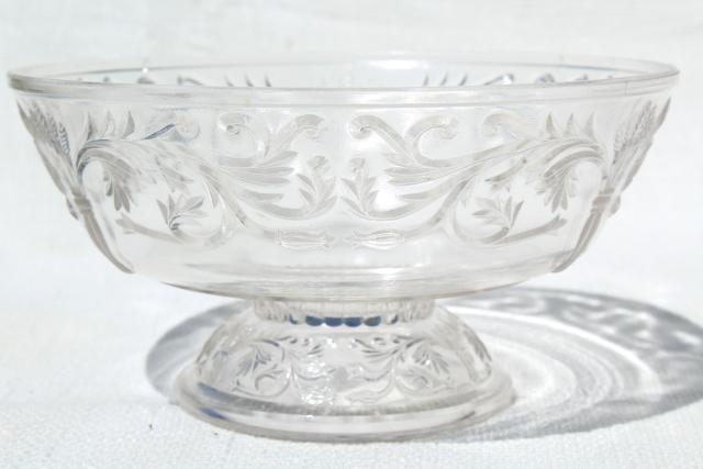 photo of antique pressed pattern glass compote bowl, barley corn or wheat sheaf & scrolls #5