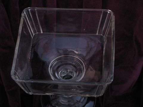 photo of antique pressed pattern glass compote, square bowl EAPG pedestal dish #3