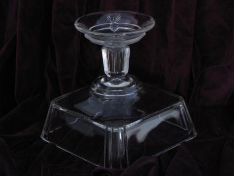 photo of antique pressed pattern glass compote, square bowl EAPG pedestal dish #4