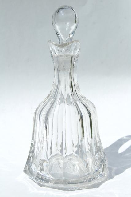 photo of antique pressed pattern glass cruet, large bottle w/ stopper, EAPG colonial panel #5
