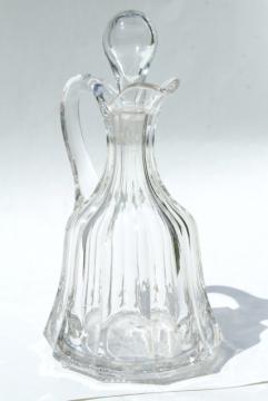 catalog photo of antique pressed pattern glass cruet, large bottle w/ stopper, EAPG colonial panel