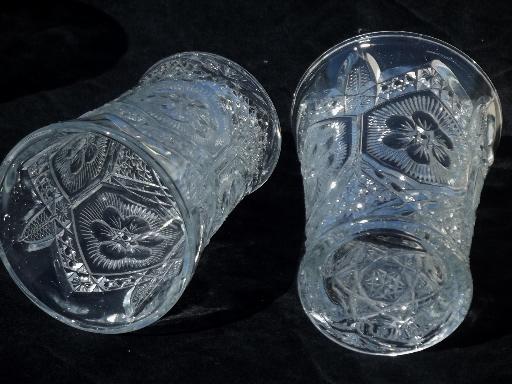 photo of antique pressed pattern glass tumbler glasses & punch cups set of six #2