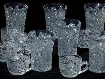 catalog photo of antique pressed pattern glass tumbler glasses & punch cups set of six