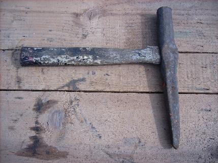 photo of antique primitive blacksmith anvil tool, large handled cold chisel #1