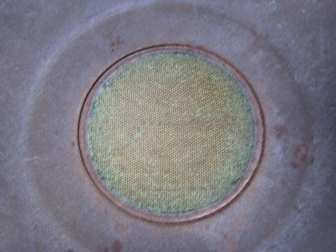 photo of antique primitive tinned steel strainer bowl, old brass sieve, 1920s vintage sifter #4