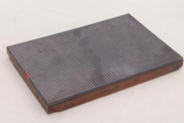 photo of antique printer's block, graph paper square grid texture vintage letterpress litho print block #1