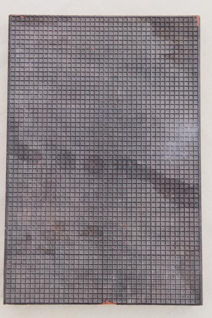 photo of antique printer's block, graph paper square grid texture vintage letterpress litho print block #2