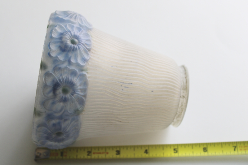 photo of antique puffy floral pressed glass lampshade, reverse painted shade for vintage light fixture  #9