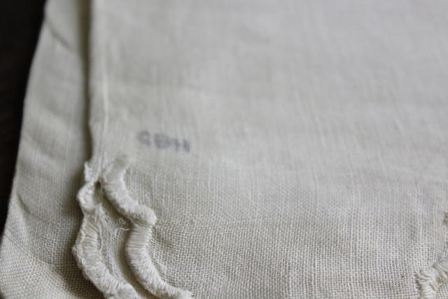 photo of antique pure linen pillowcases w/ whitework embroidery, huge lovely monogram G #4