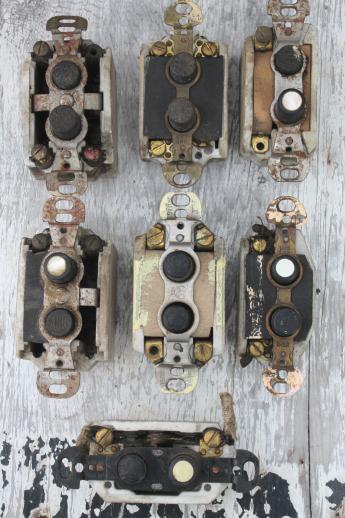 photo of antique push button light switches, lot of 7 architectural light switches w/mother of pearl #1