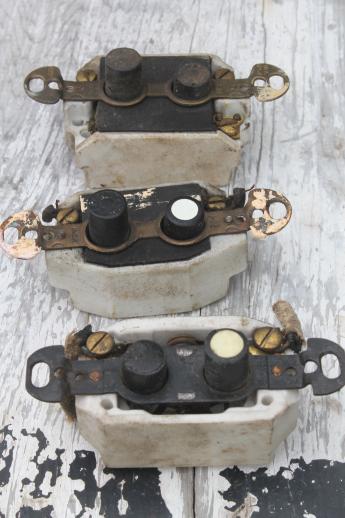 photo of antique push button light switches, lot of 7 architectural light switches w/mother of pearl #5