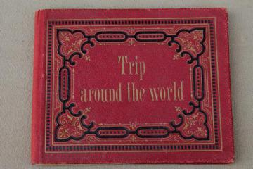 catalog photo of antique red morocco leather bound Trip Around the World tour gilded age travel photos