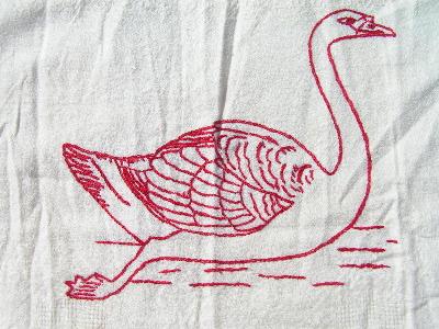 photo of antique redwork embroidery over towel #2