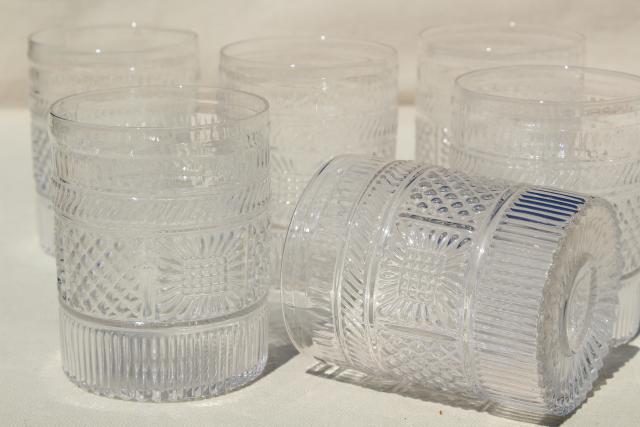 photo of antique reproduction Sandwich glass tumblers, clear pressed pattern glasses Metropolitan Museum of Art #1