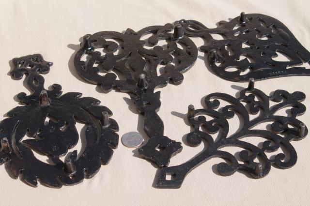 photo of antique reproduction cast iron trivet collection, John Wright / Wilton Wrightsville trivets #4