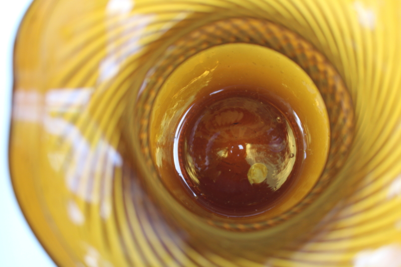 photo of antique reproduction dark amber root beer brown glass vase, 20th century vintage Clevenger Bros hand blown glass  #3