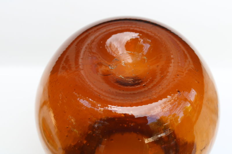 photo of antique reproduction dark amber root beer brown glass vase, 20th century vintage Clevenger Bros hand blown glass  #4
