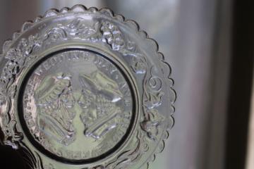 antique reproduction pressed glass cup plate Wedding Day & After upside down faces 