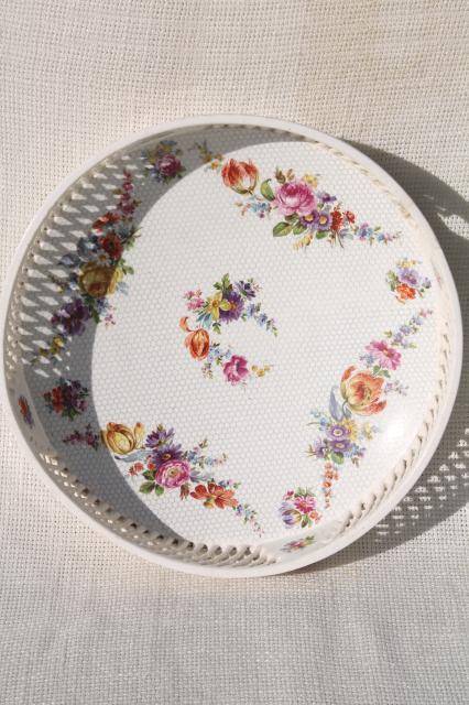 photo of antique reticulated china brides basket bowl, Dresden porcelain style Royal Vienna Austria #12