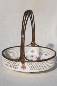 catalog photo of antique reticulated china brides basket bowl, Dresden porcelain style Royal Vienna Austria