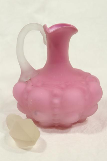 photo of antique rose pink satin glass cruet, 1890s Consolidated glass peach blow style #4