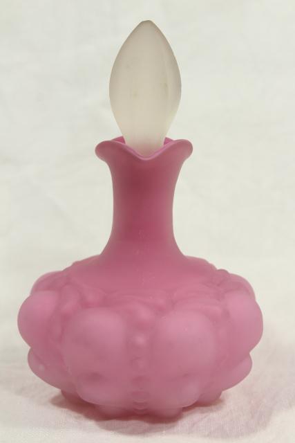 photo of antique rose pink satin glass cruet, 1890s Consolidated glass peach blow style #5