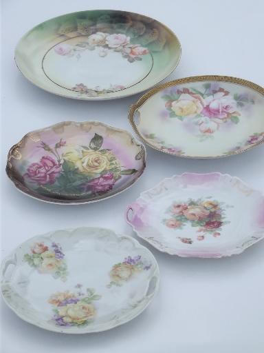 photo of antique roses china plates, early 1900s vintage hand-painted porcelain  #1