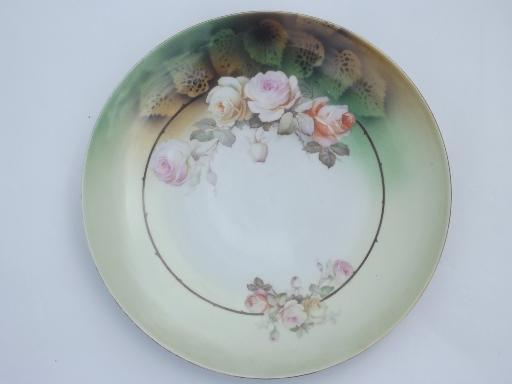 photo of antique roses china plates, early 1900s vintage hand-painted porcelain  #3