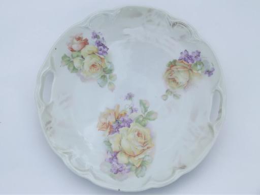 photo of antique roses china plates, early 1900s vintage hand-painted porcelain  #6