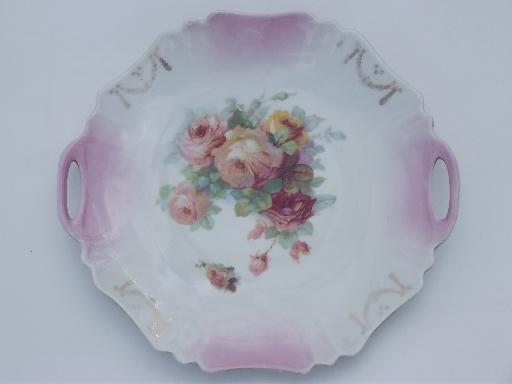 photo of antique roses china plates, early 1900s vintage hand-painted porcelain  #8