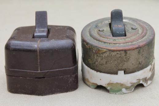 photo of antique rotary switches, lot of 5 surface mount light switches, architectural hardware #7