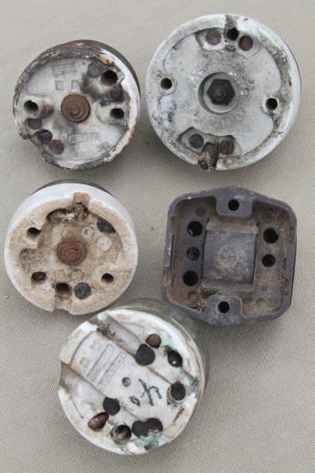 photo of antique rotary switches, lot of 5 surface mount light switches, architectural hardware #8