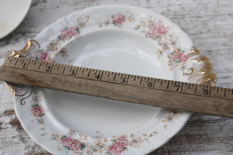 photo of antique round covered butter dish or pancake server, pretty floral Warwick china early 1900s vintage #8