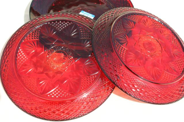 photo of antique ruby red pattern Cristal d'Arques Arcoroc dinner plates set of six #5