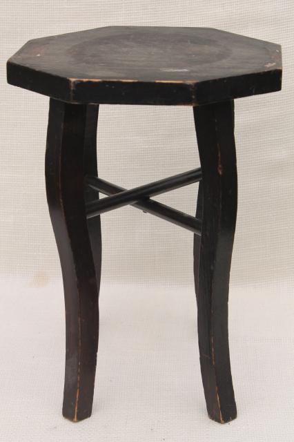 photo of antique rustic wood plant table or jar stand, early 1900s vintage original finish #1