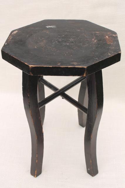 photo of antique rustic wood plant table or jar stand, early 1900s vintage original finish #4