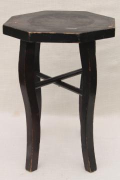 catalog photo of antique rustic wood plant table or jar stand, early 1900s vintage original finish