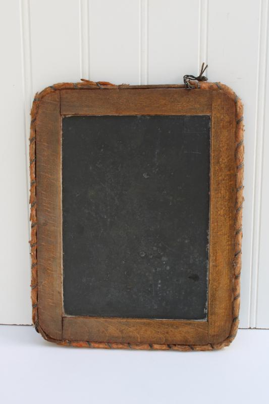 photo of antique school writing slate old wood frame chalkboard, rustic vintage primitive #1