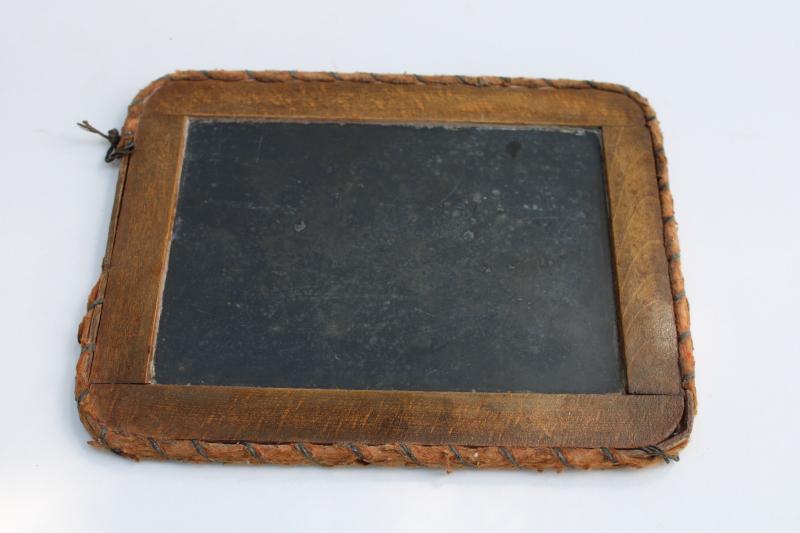 photo of antique school writing slate old wood frame chalkboard, rustic vintage primitive #4