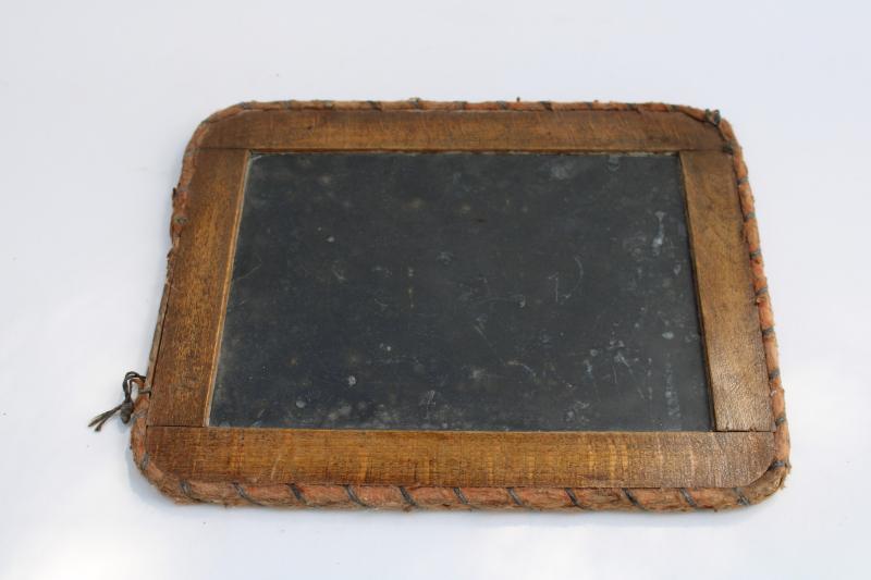 photo of antique school writing slate old wood frame chalkboard, rustic vintage primitive #6