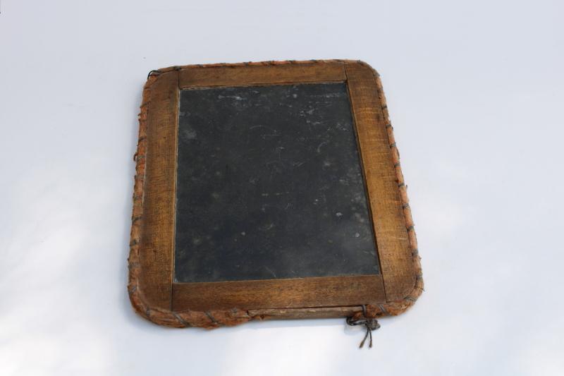 photo of antique school writing slate old wood frame chalkboard, rustic vintage primitive #7