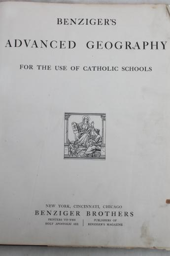 photo of antique schoolbooks, geography books w/ color maps vintage 1912 & 1934 #2