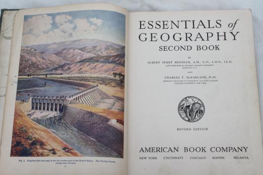 photo of antique schoolbooks, geography books w/ color maps vintage 1912 & 1934 #9